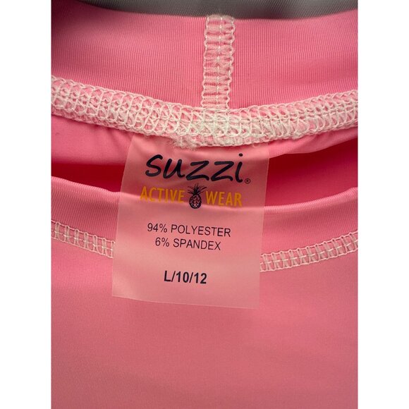 Suzzi UPF 50+ Pink Rash Guard Shirt Long Sleeve Swim Top L 10-12 Activewear - Picture 2 of 8